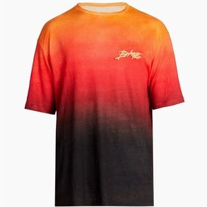 Balmain Sunset Ombre Crewneck Linen T-Shirt Orange Men’s Size XXL